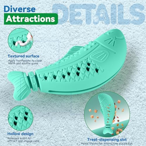 NEZIN 3 Pack Catnip Toys, Silicone Fish Cat Toys for Indoor Cats, Interactive Soft Chew Kicker Cat Toys for Indoor Cats & Kittens, Drives Bored Cat Crazy with Fun
