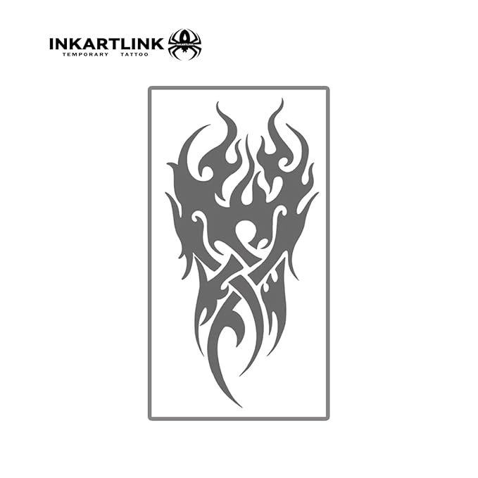 INKARTLINK Semi Permanent Tattoo, Temporary Tattoo, Beautiful and Realistic Design, Fun Tattoo Experience, Cruelty-free, Non-reflective, Waterproof (Fire Totem)