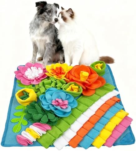 Snuffle Mat for Dogs, Sniff Mat for Cats Puppies Rabbits, 15.4''×15.4''