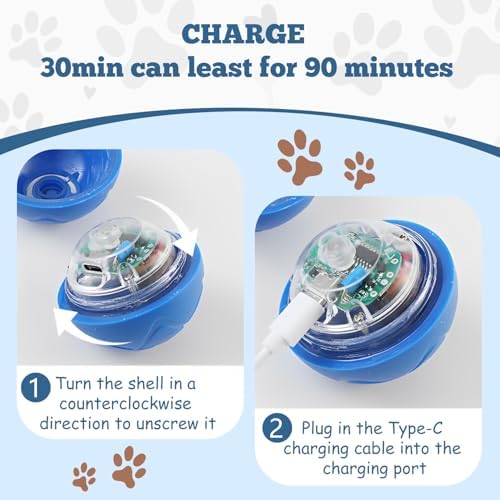 2 PCS Interactive Dog Ball, [2026 Newly Upgraded] Automatic Moving & Bouncing Dog Toy to Keep Them Busy,Pet Vibrating Ball for Dogs/Cats, Durable Pet Balls for Small&Medium Dogs(Blue & Orange)