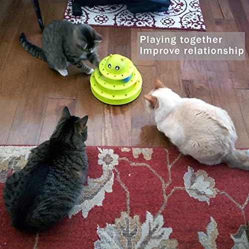 UPSKY Cat Toy Roller 3-Level Turntable Cat Toys with Six Colorful Balls | Puzzle Kitten Toys, Sturdy Structure, Detachable Design, Easy to Assemble, Anti-Slip, Reduces Boredom for Indoor Cats