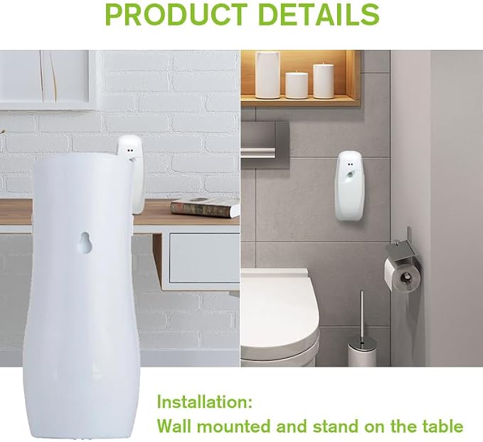 Automatic Diffusers, Battery Operated Scent Dispenser Wall Mount & Tabletop Aromatherapy Sprayer, Adjustable Spray Frequency Air Freshener for Home Bathroom Office Hotel(2 Pack)