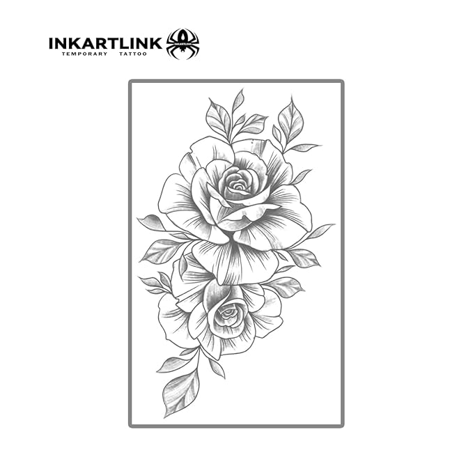 INKARTLINK Semi Permanent Tattoo, Temporary Tattoo, Beautiful and Realistic Design, Fun Tattoo Experience, Cruelty-free, Non-reflective, Waterproof (Flower 12)
