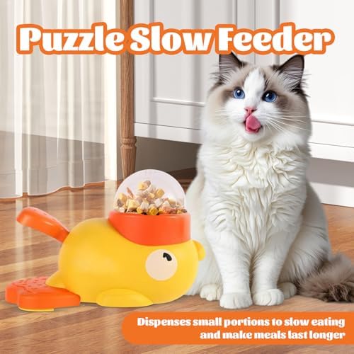 Interactive Duck Dog Treat Dispenser Toy – Slow Feeder Puzzle for Dogs with Bonus Chew Rope Toy, Tail Press Food Dispenser, Fun Training & Enrichment Feeder, Easy to Clean (White)