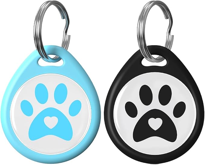 2 Pack - QR Code Pet ID Dog cat Tags for Collar Personalized for Dog Online Profile - Scan QR Code Receive Instant Pet Location Alert Email, Anti-Lost,No Subscription fees,NO APP (Blue&Black, 1.2")