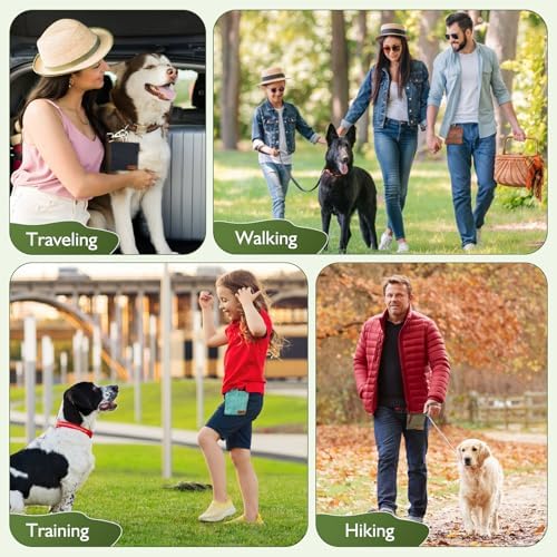 ETIAL Dog Treat Pouch,Portable Puppy Dog Training Treat Bag,Hand Free Dog Walking Bag,Auto Closing Pet Feed Snack Reward Pocket,Dog Food Dispenser for Pet Puppy Travel or Outdoor Use (Coral Green)