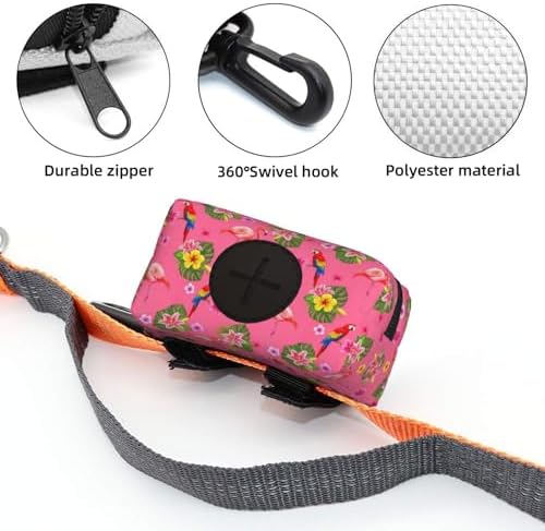 Flamingos Flower Parrot Palm Pink Summer Holiday Dog Poop Bag Dispenser with Used Waste Bag Holder Carrier fits Any Dog Leash