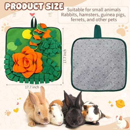 Yinkin 2 Pcs Rabbit Foraging Snuffle Mat for Small Animals Puzzle Toys Funny Interactive Nosework Feeding Mat for Bunny Hamsters Guinea Pigs Ferrets Chinchillas (17.7 x 17.7 Inches,Modern Styles)