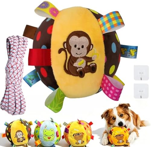 Colorful Squeaky Hanging Dog Training Toy, Built-in Bell, Cotton Material