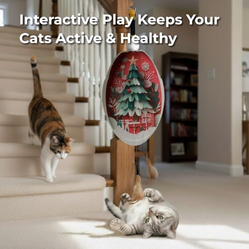 OtterVerz 11 Interactive Cat Toys for Indoor Cats, Automatic Concealed Hide and Seek Hanging Feather Cat Toy, Rechargeable Motion-Activated Enrichment Toys for Bored Adult Cats (Tree Pattern)