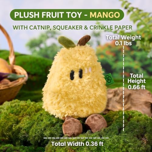 2PCS Fruit Juice Squeaky Dog Toys for Aggressive Chewers, Durable Squeak for Puppy Teething, Interactive Plush Chew Toys for Boredom and Anxiety Relief(Mango+Green Pomelo)