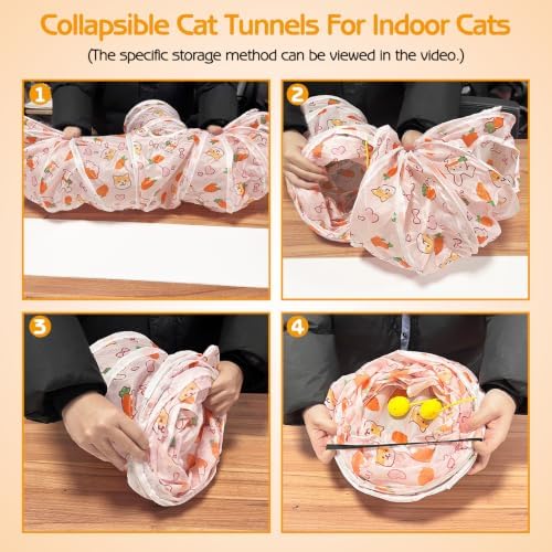 PINVNBY Large Rabbit Tunnel，Collapsible Rabbit Tunnels for Indoor Bunnies Bunny Hideout with 5 Types of Chewing Toys for Ferret Kitten Small Animals (Faucet Shape)