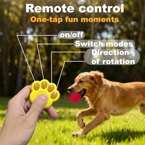 Remotely Controlled Smart Dog Ball: Automatic Bouncing, Vibration and Jumping Action Interactive Toy, Durable Duraspin for Aggressive Chewers, Rechargeable, for Indoor & Outdoor Use Red