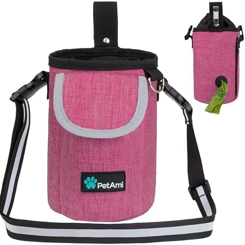 PetAmi Dog Treat Pouch, Large Hands-Free Training Bag, Pink