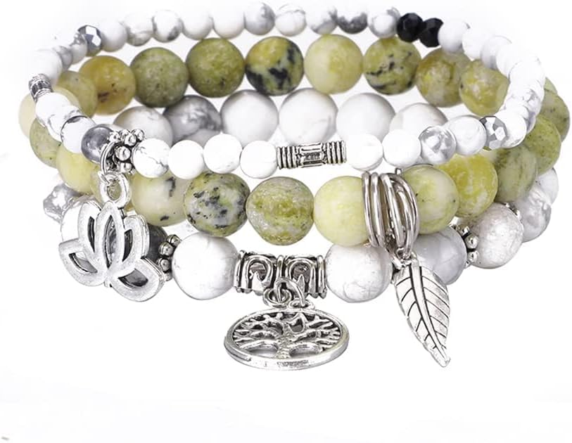 UEUC Tree of Life Yoga Healing Stone Bracelets,Multilayer Lotus Chakra Stone Reiki Bracelet Sets,Anxiety Crystal Natural Stone,for Women Stress Relief