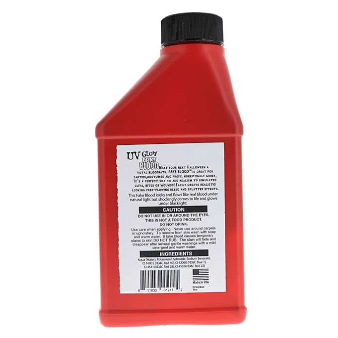 UV GLOW Fake Blood 16 Oz - GLOWS Under Blacklight SHAKE WELL