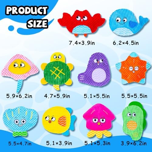 Squeaky No Stuffing Dog Toys 10 Pcs,Crinkle Dog Toys for Small Medium Breed