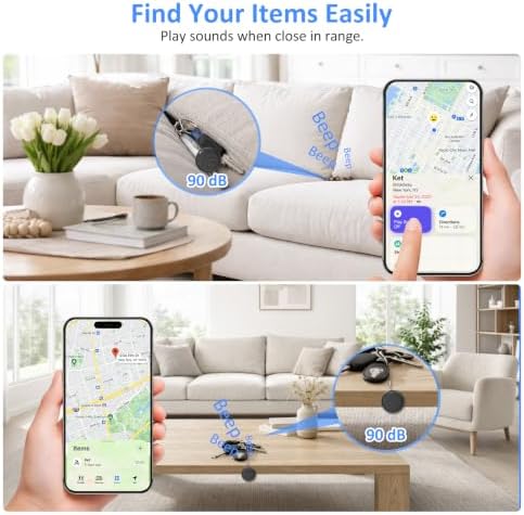 Bluetooth Tracker Tags for iOS & Android | Dual Compatibility with Apple Find My & Google Find Hub - Wireless Locator for Keys, Wallet, Pets, Luggage, 4 Pack