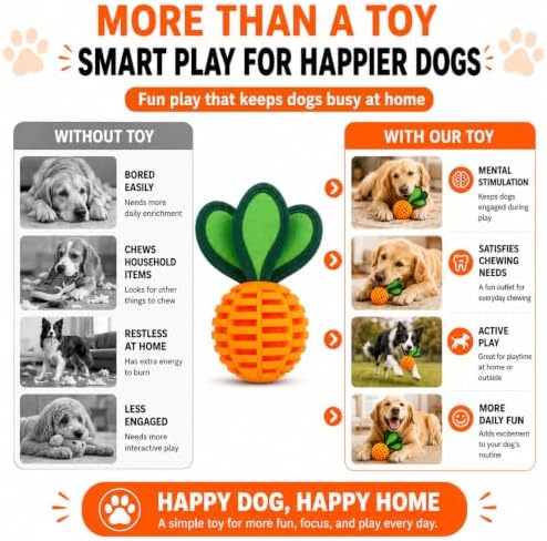 Dog Treat Dispensing Puzzle Toy with Squeaker – Interactive Chew Ball for Small & Medium Dogs, Mental Stimulation & Anxiety Relief (1)
