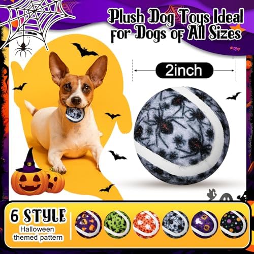 Sosation 60 Pack Halloween Squeaky Tennis Balls for Dogs, Dog Balls 2.0" Interactive Fetch Toy Non-Toxic Durable Outdoor Small Puppy Chew Toys for Teething Training Exercise Playing Throwing