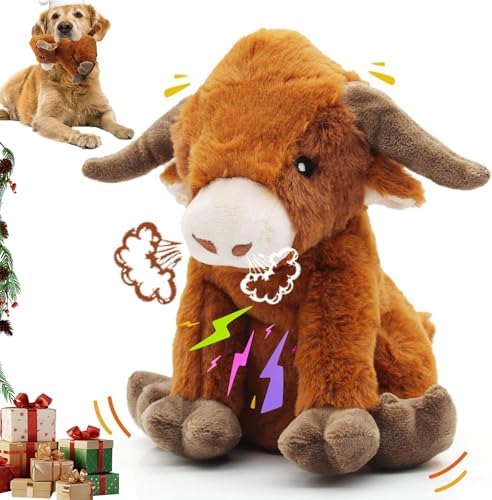 YZHDUXIU Highland Cow Dog Toy, Squeaky Dog Toys Stuffed Plush Puppy Toy