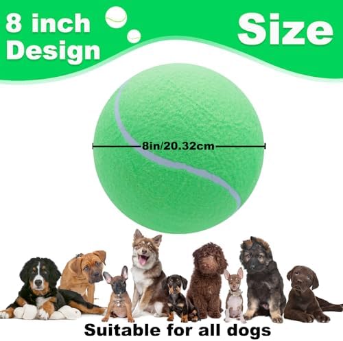 Banfeng Giant 8" Dog Tennis Ball Big Pet Toys Outdoor Sports Ball Interactive Dog Toy for Small Medium Large Dog(Green)
