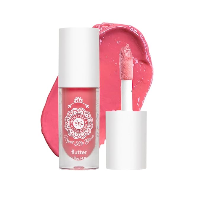 Honeybee Gardens Royal Lip Elixir, Flutter, Soft Pink Blush, Hydrating and Non-Sticky Liquid Lip Color, Vegan, Cruelty-Free Beauty