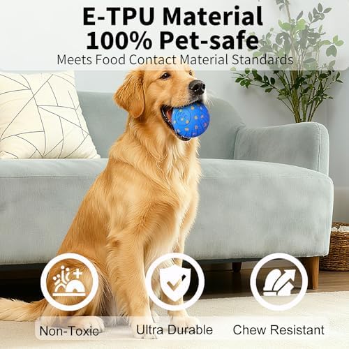 2-in-1 Interactive Dog Ball Toy for Aggressive Chewers, Automatic Moving & Bouncing E-TPU Dog Ball, 3 Modes Smart Pet Toy with Motion Sensor