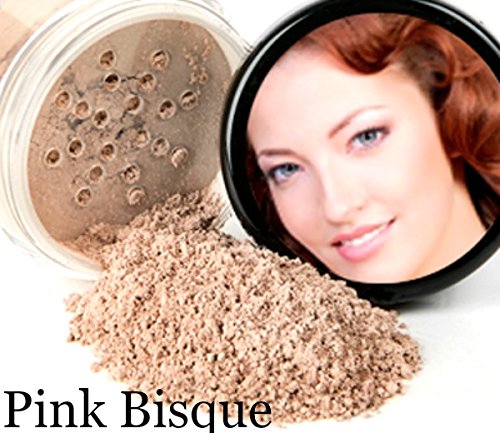 STARTER SET w/SETTING SPRAY MIST (PINK BISQUE) Mineral Makeup Kit Bare Face Matte Sheer Foundation Cover