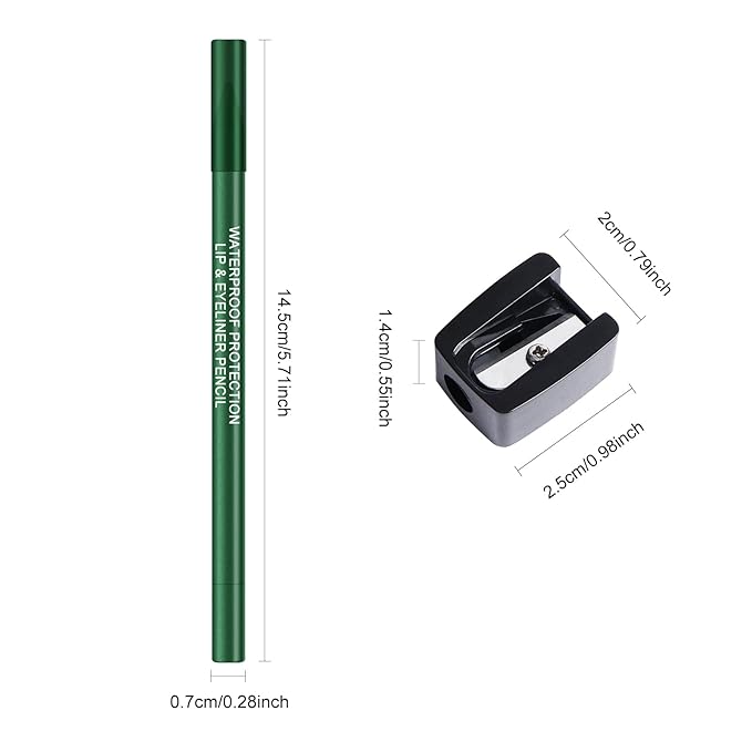 Ownest 3 Colors Shimmer Green Gel Eyeliner Pen, Pearl Metallic Eyeliner Pencil Kit, Glitter Eye Liner for Women, Professional Colorful Eye Makeup Pencil Set, Waterline Eyes Liner with Sharpener