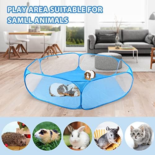 Rypet Guinea Pig Playpen Pop-Up, Outdoor Yard Fence for Small Pets,Blue