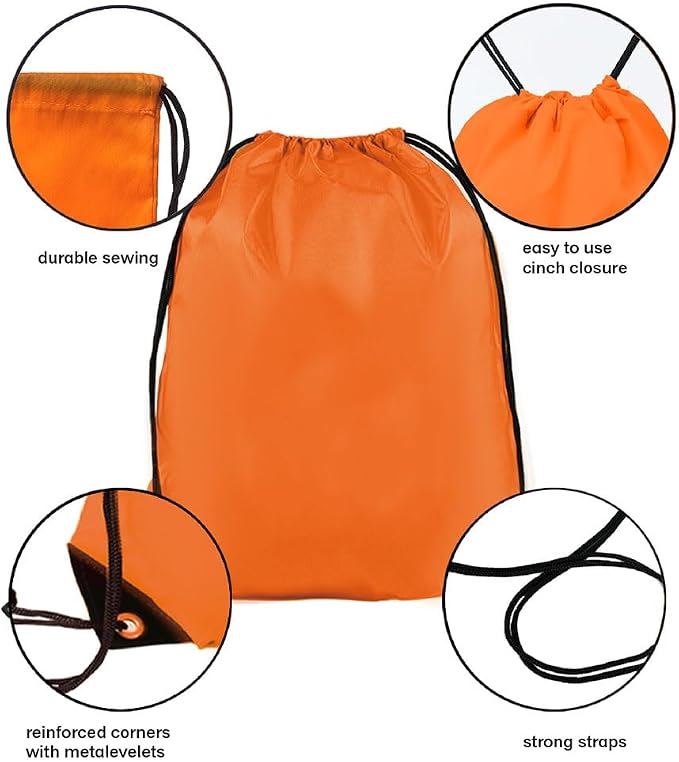 Drawstring Backpack Bulk 30 packs Draw String Backpack Bags DIY Gym Sports trip Traveling Yoga ride Pedestrianism Cinch Bag Sackpack Drawstring (orange)