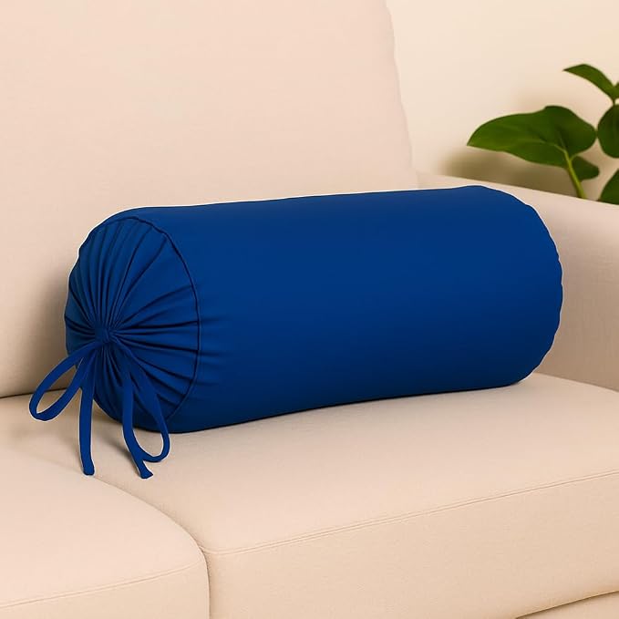 100% Cotton Bolster Pillow Cover 6" x 18" (15 x 45 cm) – Soft, Breathable & Durable Pillowcases – Ideal for Bedroom, Yoga & Lounge Décor,Ink Blue