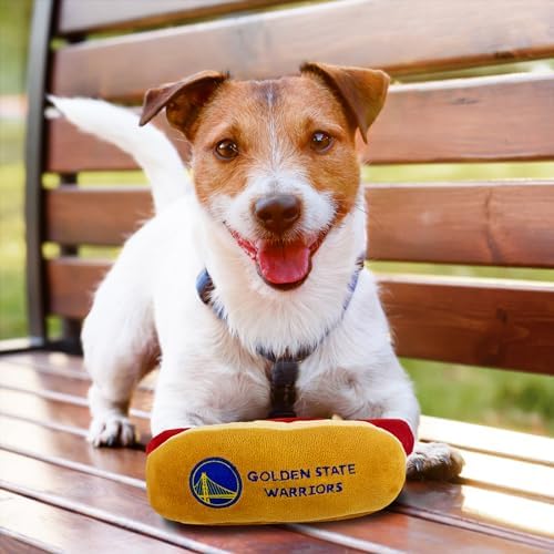 NBA Golden State Warriors HOT Dog Plush Dog & CAT Squeak Toy - Cutest HOT-Dog Snack Plush Toy for Dogs & Cats with Inner Squeaker & Beautiful Basketball Team Name/Logo
