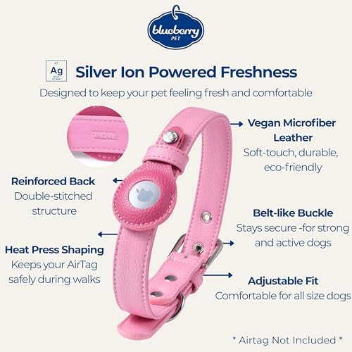 Blueberry Pet Microfiber Leather AirTag Dog Collar