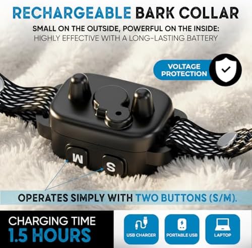 2 Pack Tiny Bark Collar for Small Dogs 5-15 lbs and Puppies - No Shock Anti Barking Collar - Rechargeable Smart Collar for Dog Training with 7 Sensitivity Levels and 3 Beep&Vibration Modes