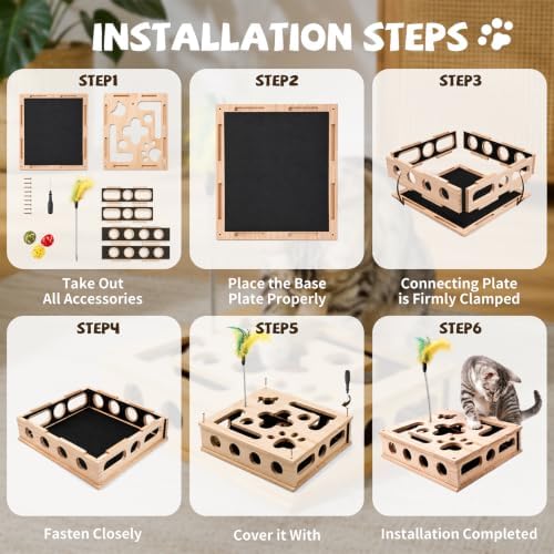 Cat Nail File Enrichment Box Scratch Puzzle Toy with Slot Lock Screws