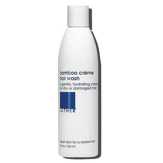 LATHER - Bamboo Crème Hair Wash, 8 fl oz - Daily Shampoo & Cleanser - Revitalize Hair - Jojoba Oil, Essential Oils, Oat Amino Acids - Sensitive Skin Safe - Vegan & Cruelty Free - Beauty & Hair Care
