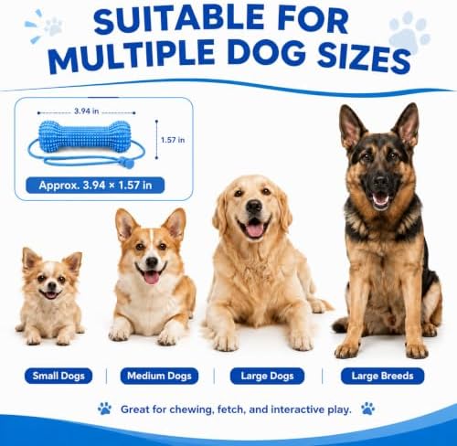 Paw Motion Dog Dental Toy, Dual-Action Rope Chew Toy for Teeth Cleaning, Interactive Tug Toy with Textured Knots, Puppy Training Toy for Small Medium Large Dogs，2 Packs
