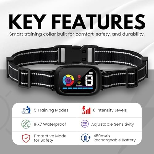 Dog Bark Collar for Small Medium Large Dogs with Dog Whistle 8–120lbs, Dual-Trigger Smart Anti Bark Collar Sound & Vibration Detection, 5 Training Modes, 5 Sensitivity Levels, IPX7 Waterproof