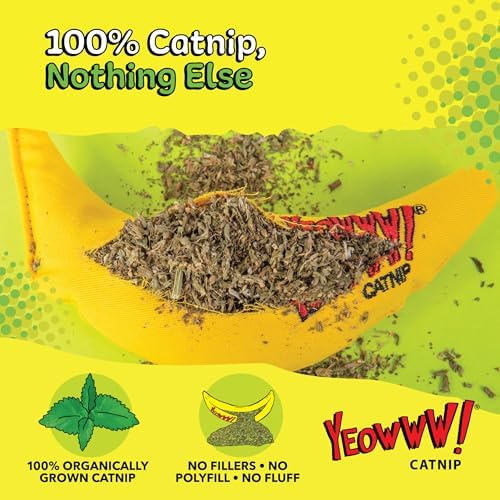 Yeowww! Catnip Chi-CAT-a Banana Toy for Cats - 7 Inches - Durable Cotton Twill - Made in the USA - Stuffed with Organically Grown Catnip