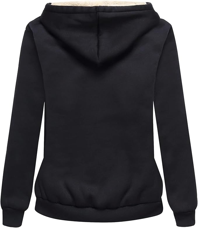 Little Beauty Womens Zip Up Hoodies Winter Thick Fleece Lined Hooded Jacket Casual Cozy Warm Sweatshirt Coat