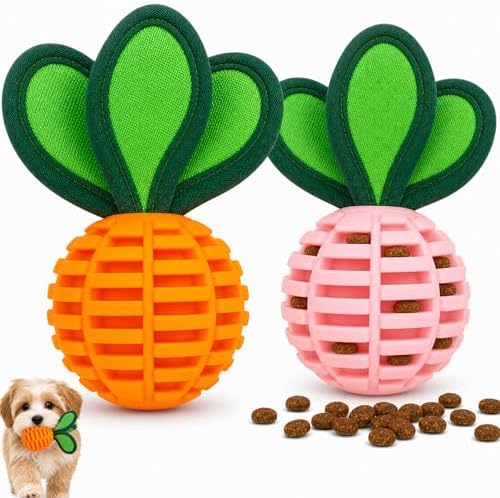 2 Pack Treat Dispensing Dog Ball Toys, Squeaky Puppy Chew Toys for Teething