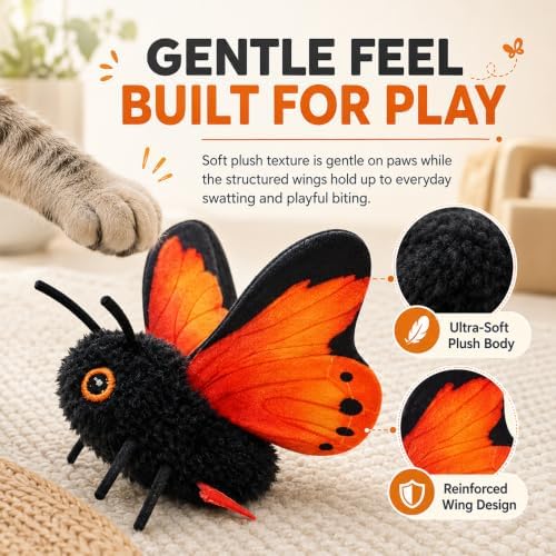 Smart Sensing Flapping Butterfly Toy Interactive Cat Teaser Toy，2pcs AB