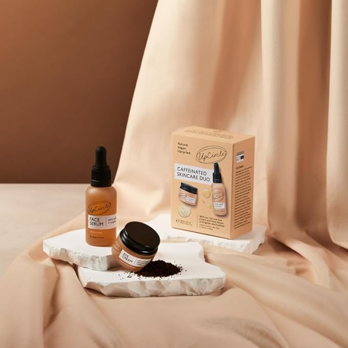 UpCircle Caffeinated Duo – Our Face Serum and Eye Cream Duo – Vitamin C, Hyaluronic Acid + Coffee Oil – Evens Skin Tone, Reduces Puffiness + Dark Circles – Vegan