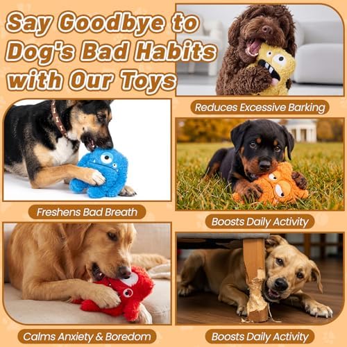 Junkin 4 Pack Dog Squeaky Toys, Crinkle Stuffed Dogs Toy, Funny Style