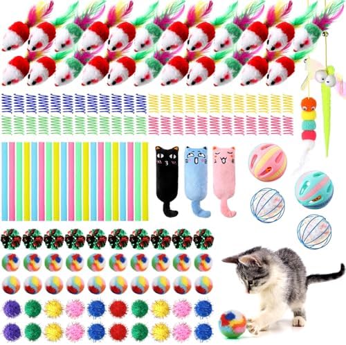 Shappy 150 Pcs Cat Toys Bulk Pack for Indoor Cats, Mice Balls,Funny