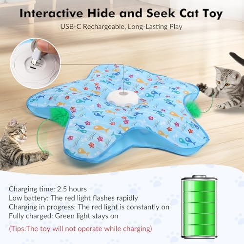 Hide-and-Seek Cat Toy Interactive, Rotating, Blue