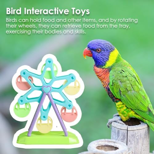 Parakeet Feeder, Bird Ferris Wheel Toy, Bird Toys for Parrots, Rotating Perch Foraging Interactive Feeder for Brain Game Smaller Bird