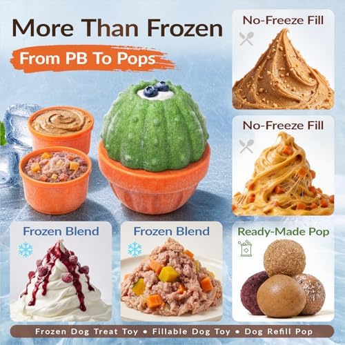 KADTC L, 3 in 1, Frozen Treat Dog Toy, Kibble Dispenser & Chew & Lick Ball | Two prep-ahead cups skip messy unmolding, swap fast and keep pets focused through grooming, nail trims, crate time and meals.